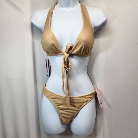 Wild Fable two-piece Bikini Gold Top XS Bottom S Swimsuit - Picture 1 of 9